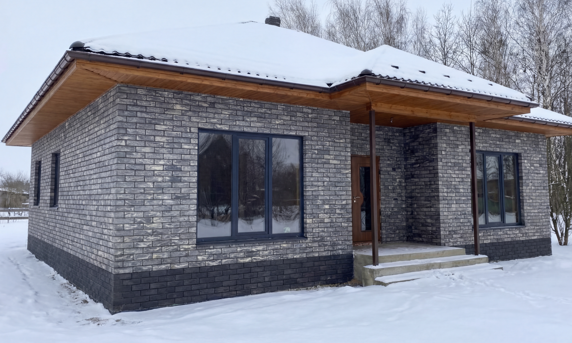 Фасад будинку з облицювальної цегли Brickland Anthracite та Graphite