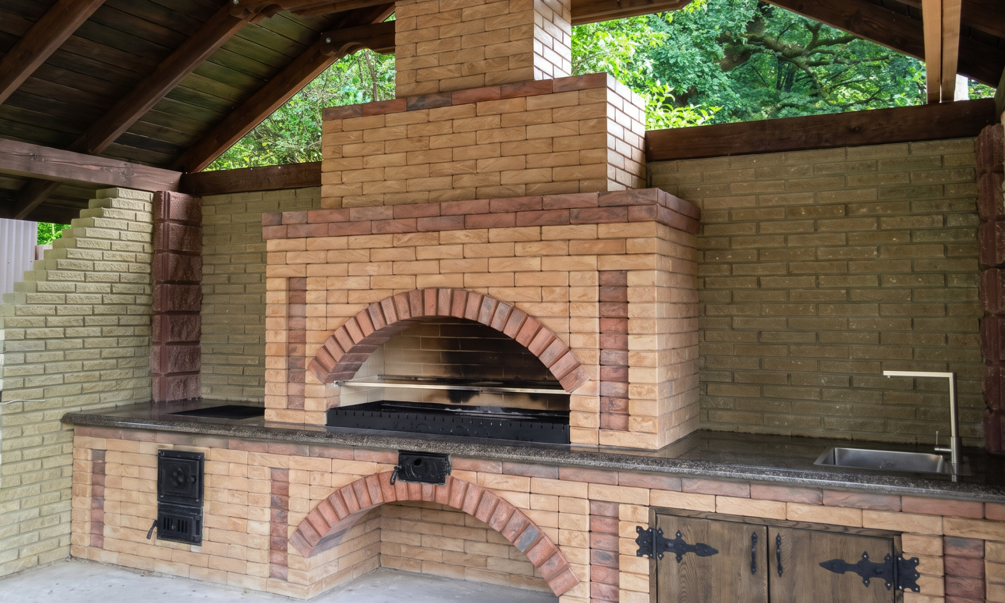Мангал з облицювальної цегли Brickland Kremin та Granat