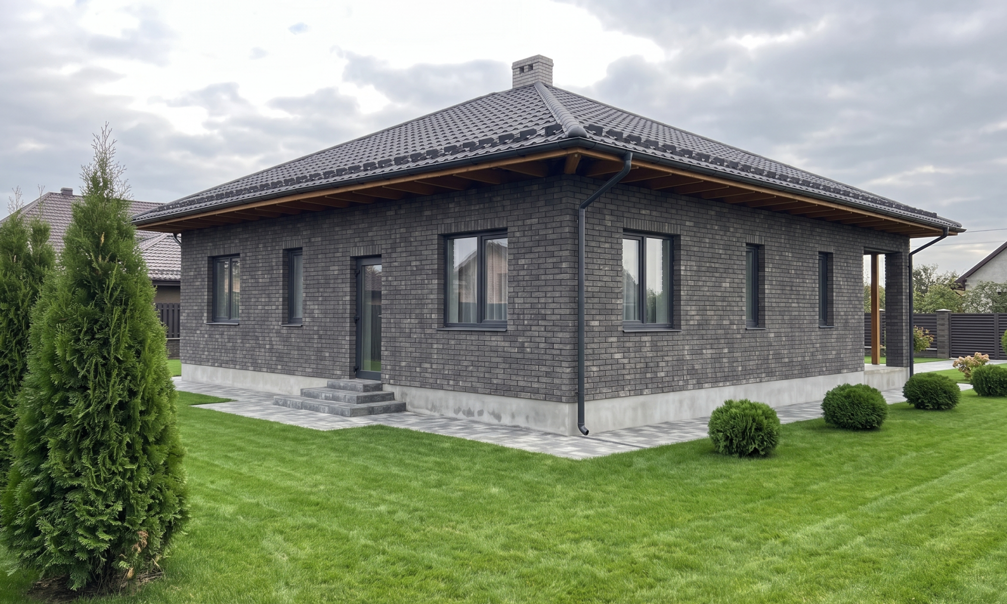 Облицювання фасаду будинку цеглою Brickland Anthracite