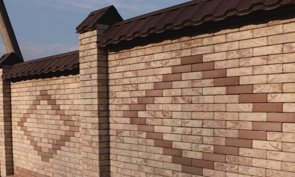 Облицювальна цегла Brickland Onyx Light та Brown на готовому суцільному паркані