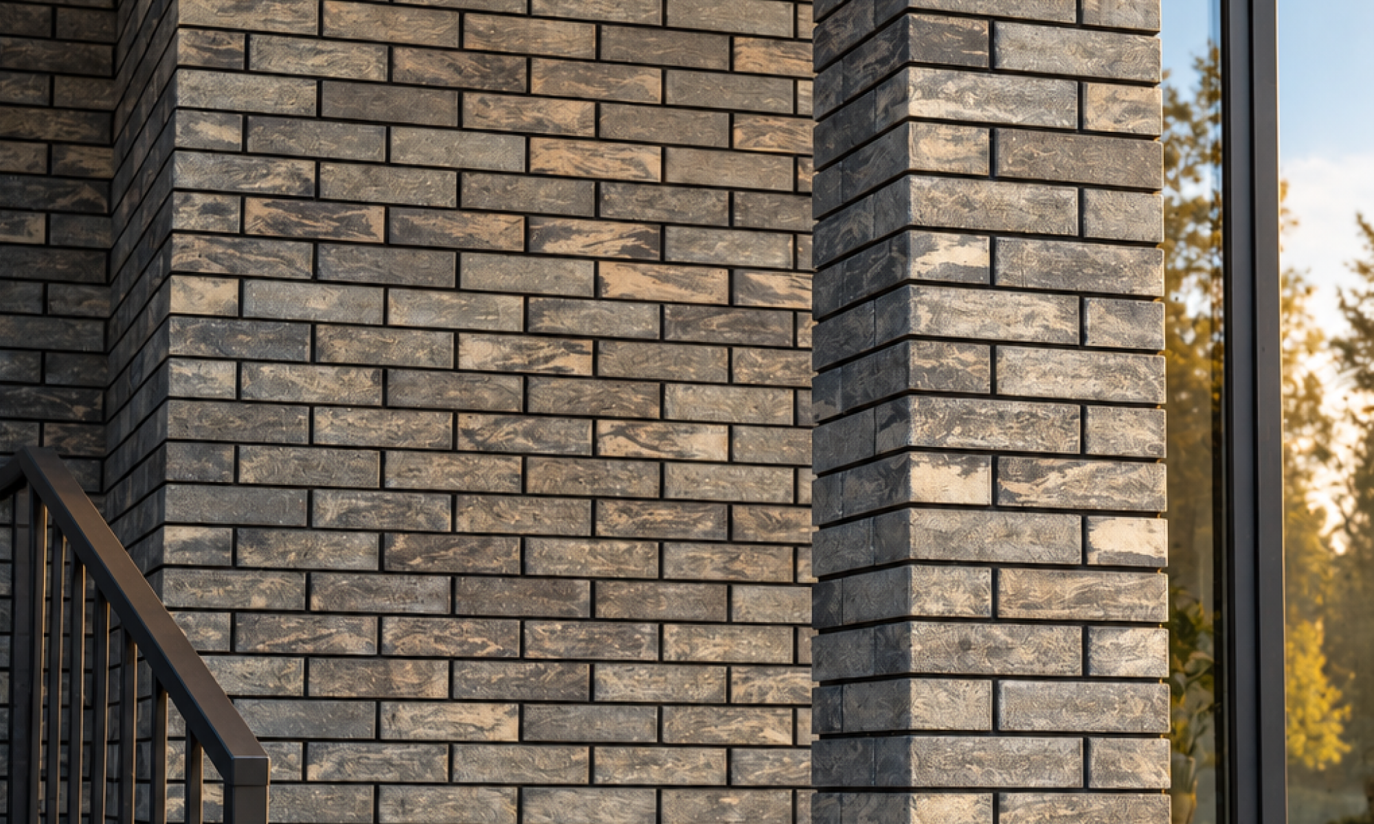 Оздоблення фасаду будинку облицювальною цеглою Brickland Anthracite