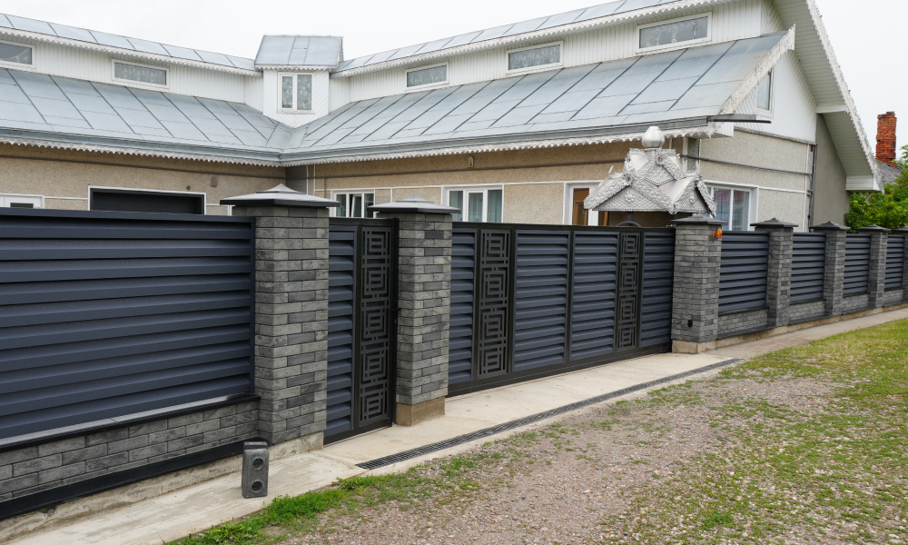 Сучасний комбінований паркан з цегли Brickland Anthracite Dark та Graphite