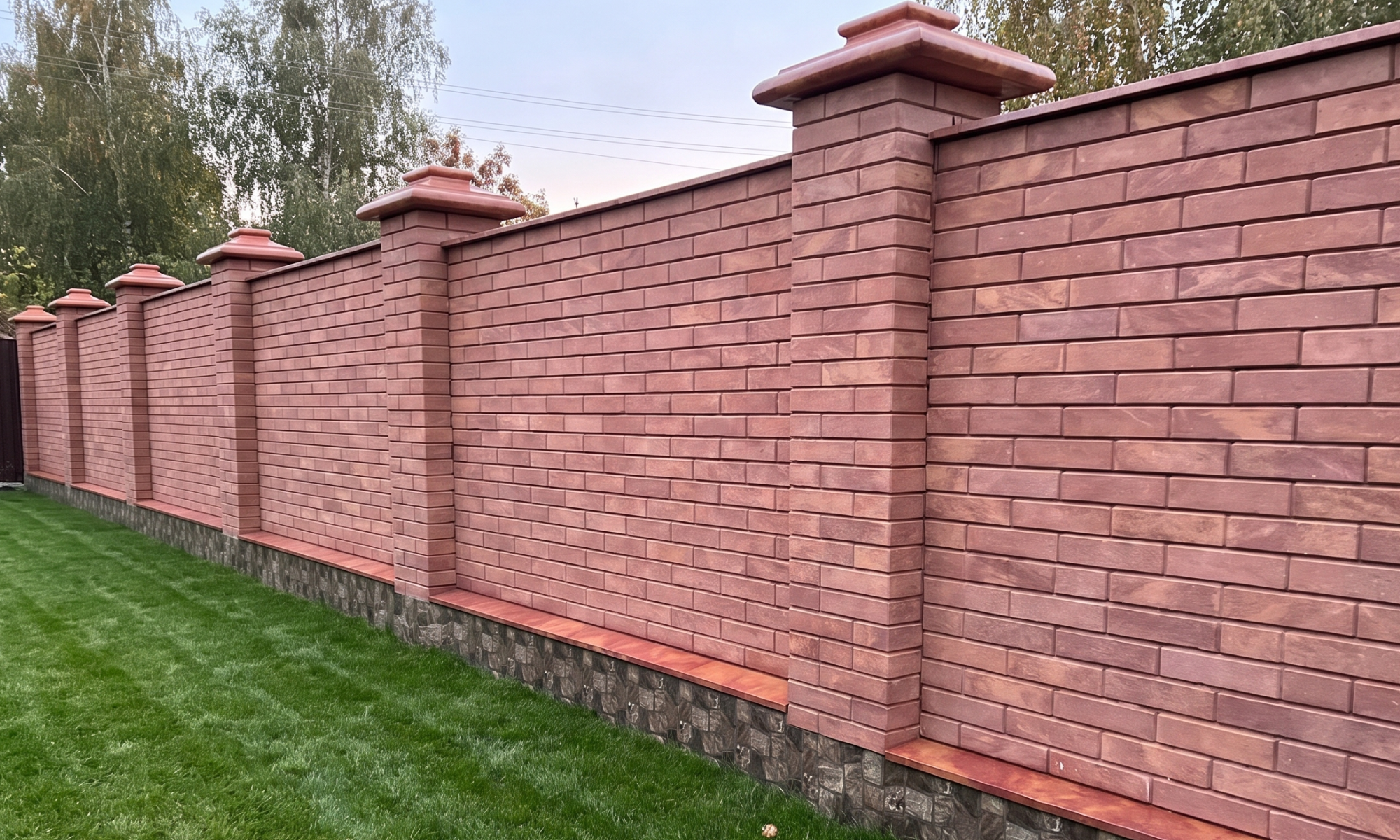 Суцільний цегляний паркан у кольорі Sapphire від виробника Brickland